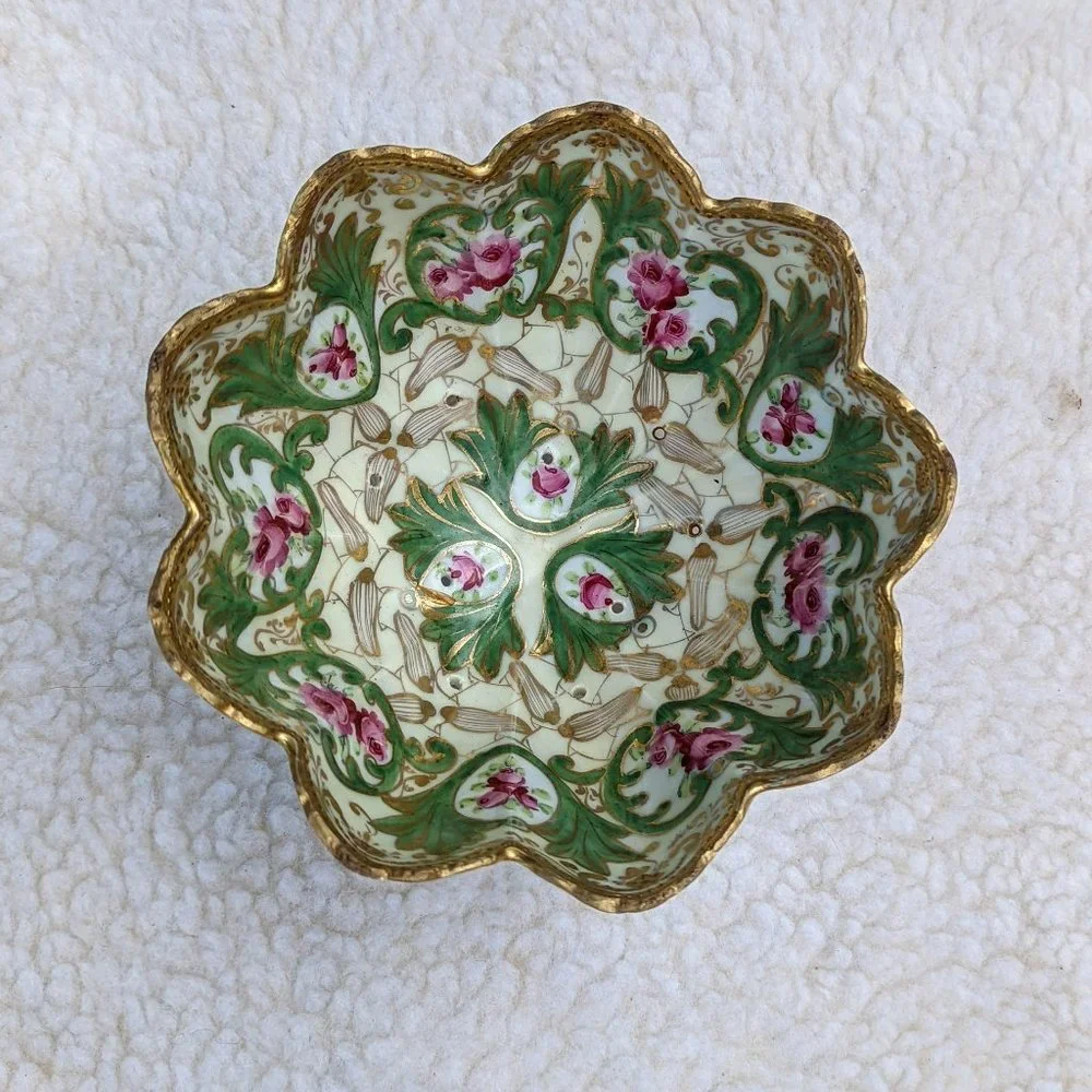 Vintage bone china berry bowl strainer